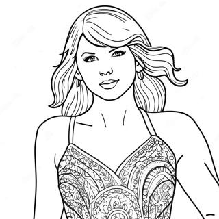 Taylor Swift In A Stunning Red Dress Coloring Page 19929-18596