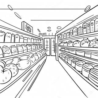 Busy Grocery Store Aisle Coloring Page 19939-18601