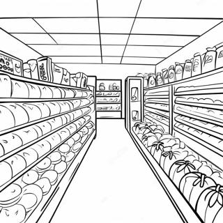 Busy Grocery Store Aisle Coloring Page 19939-18603