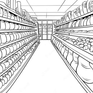 Busy Grocery Store Aisle Coloring Page 19939-18604