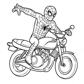 Spiderman Riding A Cool Motorcycle Coloring Page 19979-18633