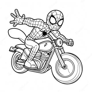 Spiderman Riding A Cool Motorcycle Coloring Page 19979-18635