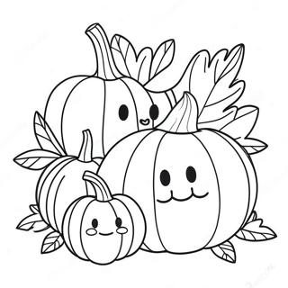 Adorable Pumpkin Family Coloring Page 20352-18905