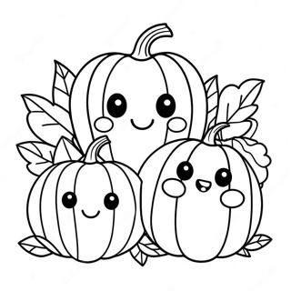 Adorable Pumpkin Family Coloring Page 20352-18908