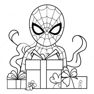 Spiderman With Valentine Gifts Coloring Page 20362-18916