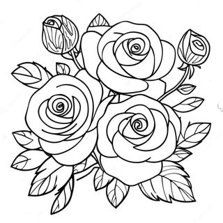 Beautiful Rose Bouquet Coloring Page 20372-18922