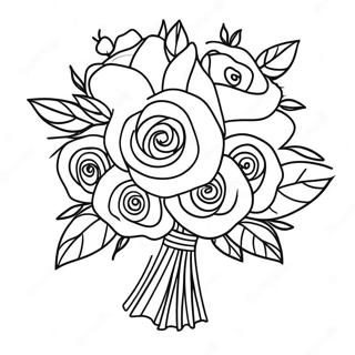 Beautiful Rose Bouquet Coloring Page 20372-18923