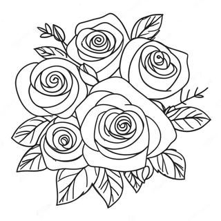 Beautiful Rose Bouquet Coloring Page 20372-18924