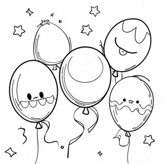 Colorful Birthday Balloons Coloring Page 20472-19004