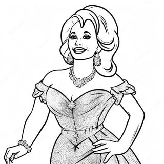 Dolly Parton In Sparkling Dress Coloring Page 20482-19009