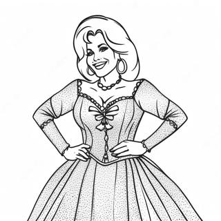 Dolly Parton In Sparkling Dress Coloring Page 20482-19010