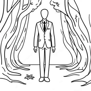 Creepy Slenderman In The Forest Coloring Page 20542-19057