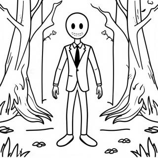 Creepy Slenderman In The Forest Coloring Page 20542-19058