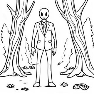 Creepy Slenderman In The Forest Coloring Page 20542-19059