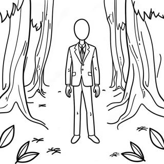 Creepy Slenderman In The Forest Coloring Page 20542-19060