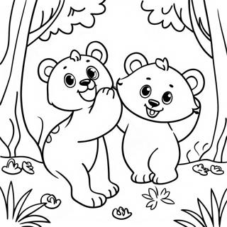 Cute Cubs Playing In The Forest Coloring Page 20552-19065