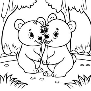 Cute Cubs Playing In The Forest Coloring Page 20552-19067