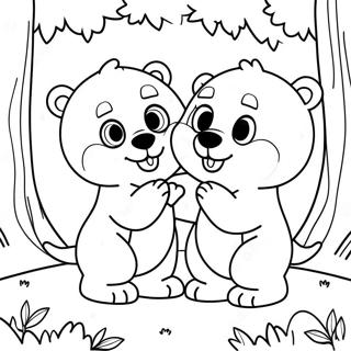 Cute Cubs Playing In The Forest Coloring Page 20552-19068