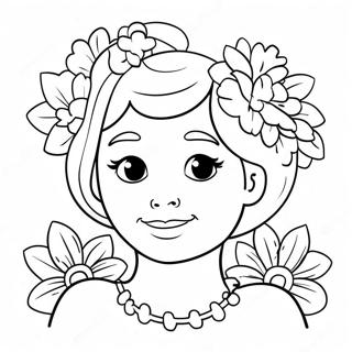 Cute Aunt With Flowers Coloring Page 20582-19089