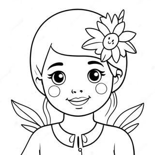 Cute Aunt With Flowers Coloring Page 20582-19090