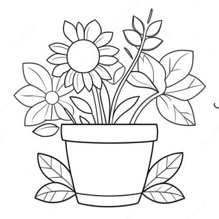 Colorful Flower Pot With Blooms Coloring Page 20612-19113