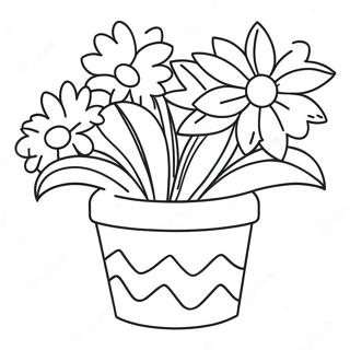 Colorful Flower Pot With Blooms Coloring Page 20612-19115