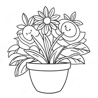 Colorful Flower Pot With Blooms Coloring Page 20612-19116