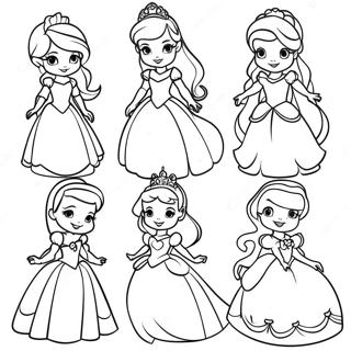 Elegant Disney Princesses Coloring Page 20622-19122