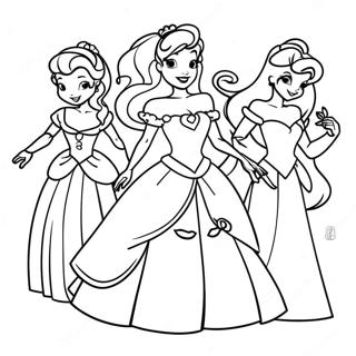 Elegant Disney Princesses Coloring Page 20622-19123