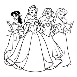 Elegant Disney Princesses Coloring Page 20622-19124