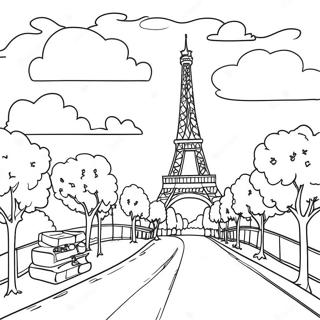 Colorful Landmarks Of France Coloring Page 2062-1694