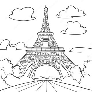 Colorful Landmarks Of France Coloring Page 2062-1695