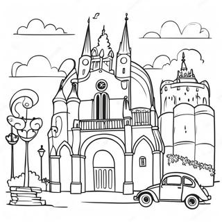 Colorful Landmarks Of France Coloring Page 2062-1696