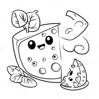 Cute Cartoon Cheese Slice Coloring Page 20632-19129