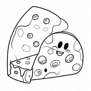 Cute Cartoon Cheese Slice Coloring Page 20632-19130