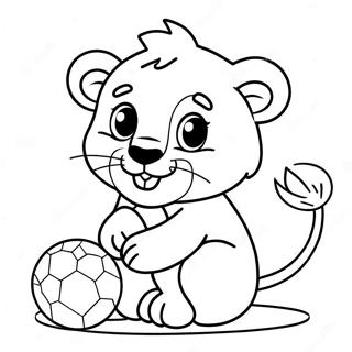 Cute Baby Lion Playing With Ball Coloring Page 20642-19137