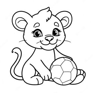 Cute Baby Lion Playing With Ball Coloring Page 20642-19138