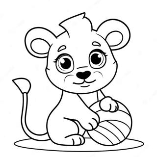 Cute Baby Lion Playing With Ball Coloring Page 20642-19139