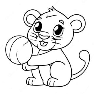 Cute Baby Lion Playing With Ball Coloring Page 20642-19140