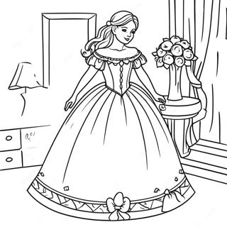 Isabella In Her Beautiful Dress Coloring Page 20652-19145