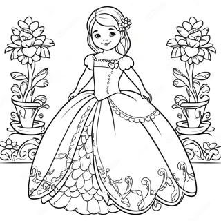 Isabella In Her Beautiful Dress Coloring Page 20652-19146