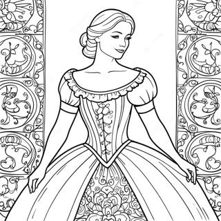 Isabella In Her Beautiful Dress Coloring Page 20652-19147