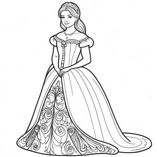 Isabella In Her Beautiful Dress Coloring Page 20652-19148