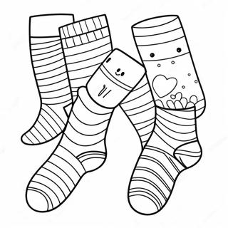 Striped Sock Collection Coloring Page 20672-19164