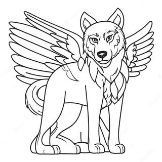 Majestic Wolf With Wings Coloring Page 20732-19209