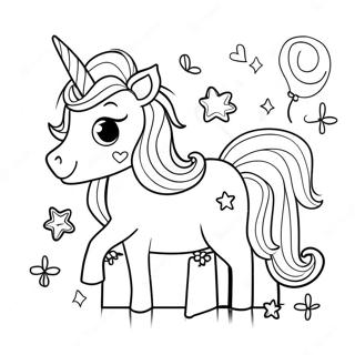 Sparkling Unicorn Birthday Celebration Coloring Page 20742-19218