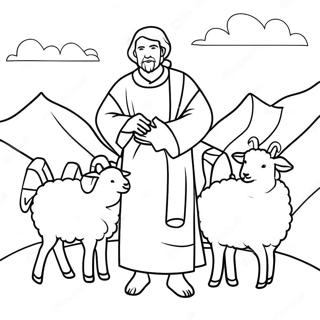 Gentle Good Shepherd With Sheep Coloring Page 20803-19258