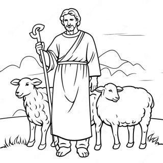 Gentle Good Shepherd With Sheep Coloring Page 20803-19259