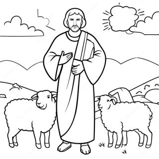 Gentle Good Shepherd With Sheep Coloring Page 20803-19260