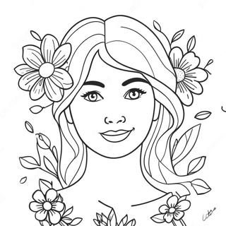 Beautiful Mom With Flowers Coloring Page 20833-19283